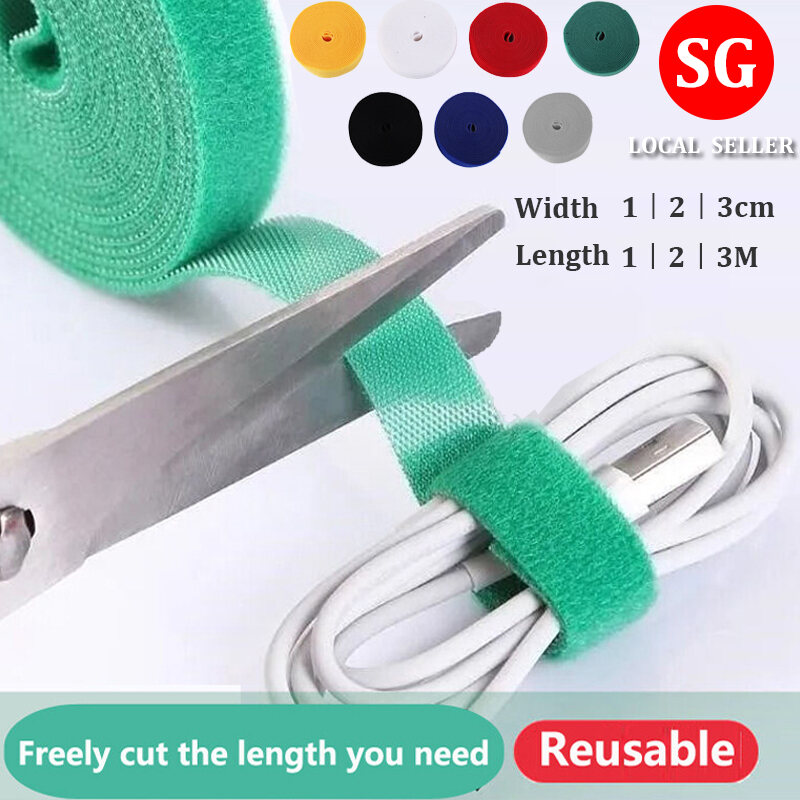 1/3/5m Magical Glue Self-Adhesive Tape Strap Data cable storage straps Home storage Hoop Loop Strap  straps Headphone cable Computer cable arrangement Tape Velcro binding band color self-adhesive data