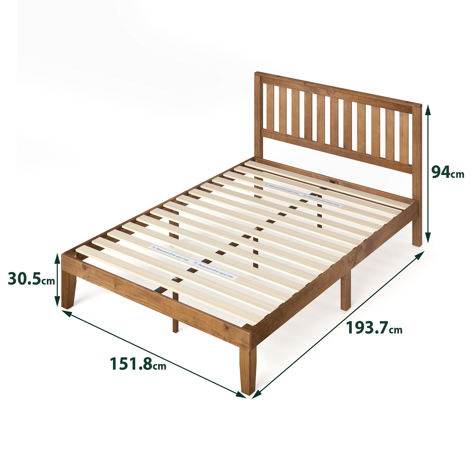 Zinus Wood Platform Bed (Rustic Pine Finish)- Single, Super Single, Queen