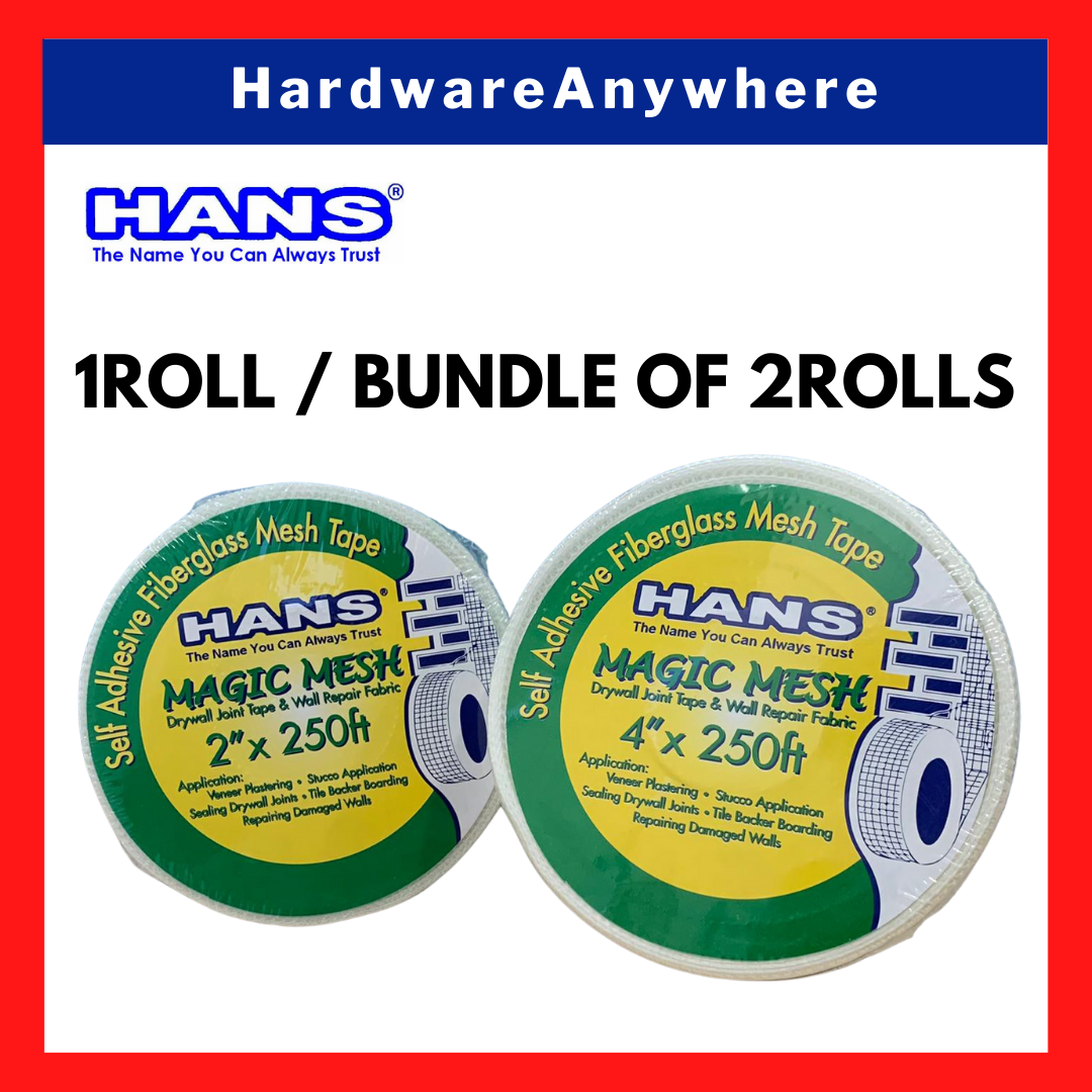 HANS Self Adhesive Fiberglass Mesh Tape / Drywall Joint Tape / Wall Repair Fabric / Magic Mesh (2 INCH & 4 INCH)