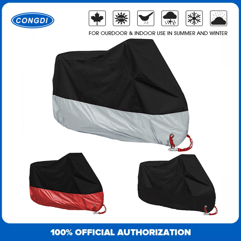 CONGDI 4 Size Motorcycle Cover Waterproof Dustproof Snowproof Motorbike Cycle Protection Cover Rain Dust UV Motorcycle Protector Black and Silver M-2XL