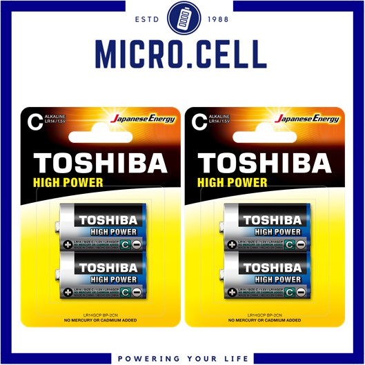 [Bundle of 2] Toshiba C size LR14 High Power 1.5V Alkaline 2pcs Battery